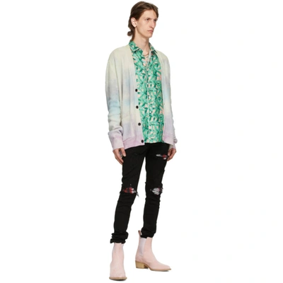 Shop Amiri White Cashmere Watercolor Cardigan In Multicolor