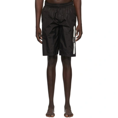 Shop Gucci Black Logo Swim Shorts In 1070 Blkwht