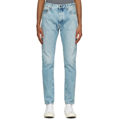 Shop Palm Angels Blue Back Logo Jeans In Light Blue