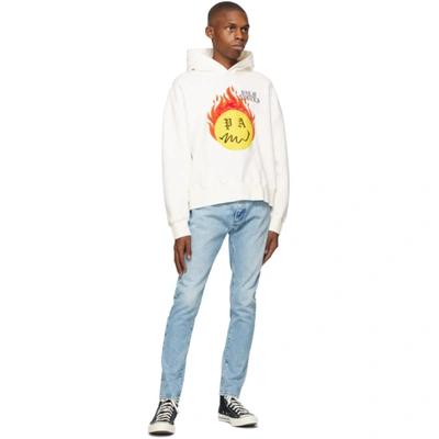 Shop Palm Angels White Smiley Edition Tye-die Hoodie In White Yello