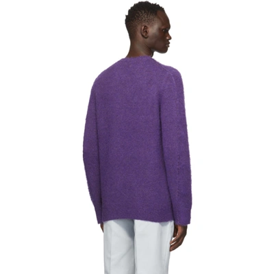 Shop Helmut Lang Purple Brushed Alpaca Crewneck Sweater