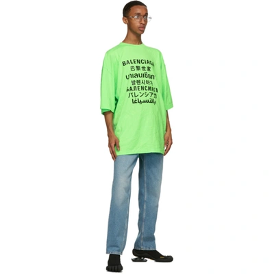 Shop Balenciaga Green Languages T-shirt In 4162 Fluo G