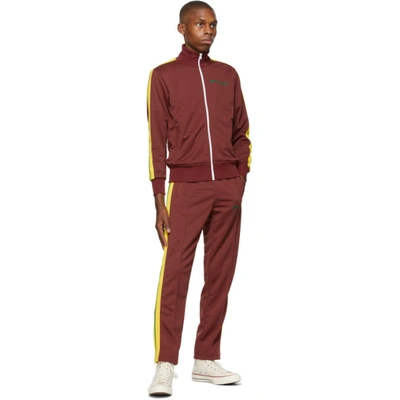 Shop Palm Angels Burgundy College Slim Track Pants In Burgundy Gr