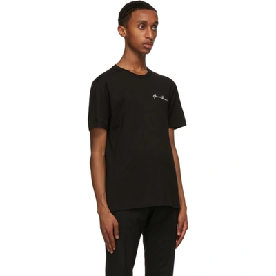 Shop Versace Black Embroidered Gv Signature T-shirt In A2024 Blk