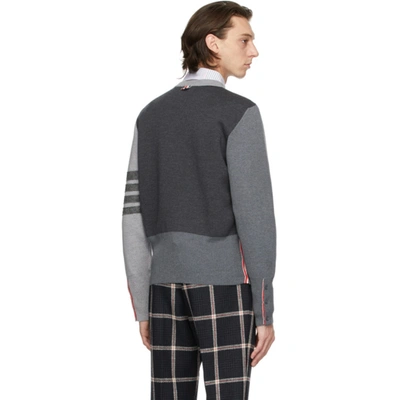 Shop Thom Browne Grey Merino Funmix 4-bar Sweater In 982 Tonalgr