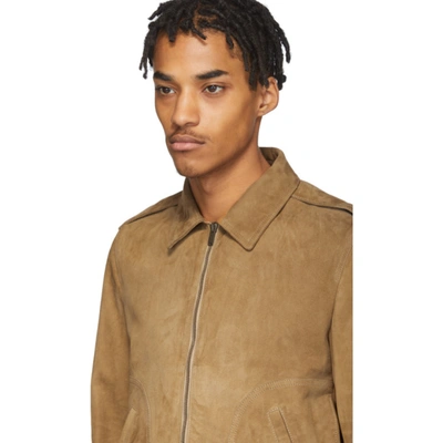 Shop Saint Laurent Tan Leather Zipped Lyon Jacket In 2631 Tabac