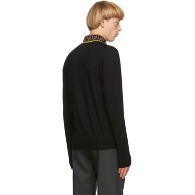 Shop Fendi Black 'forever ' Mock Neck Sweater In F0g8t Blkye