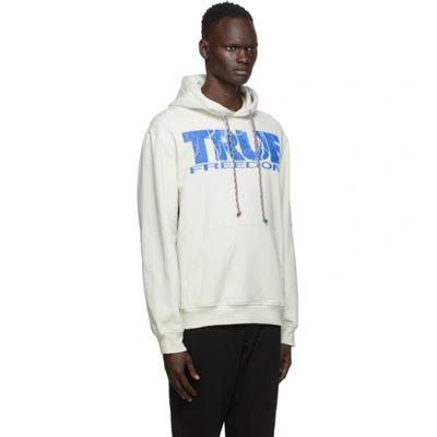 Shop Mcq By Alexander Mcqueen Off-white 'true Freedom' Relaxed Hoodie In 9512 Oatmea