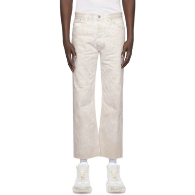 Shop Maison Margiela White Denim Marble Wash Jeans In 800 Chalk