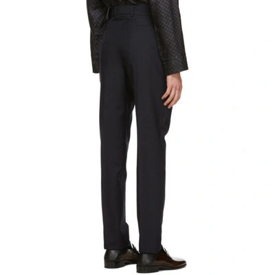 Shop Maison Margiela Navy Techno Wool Slim-fit Trousers In 524 Navy