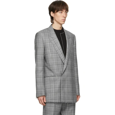 Shop Paul Smith Grey Prince Of Wales Double-breasted Blazer In 72 Melange