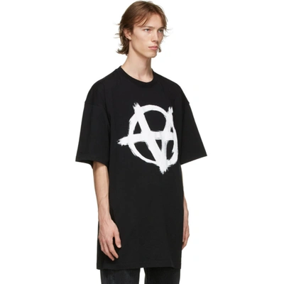 Shop Vetements Black Oversized Anarchy Gothic Logo T-shirt In Black / White 146198