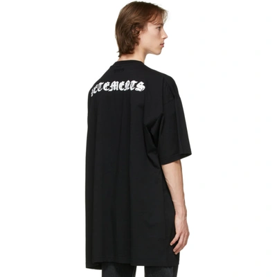 Shop Vetements Black Oversized Anarchy Gothic Logo T-shirt In Black / White 146198