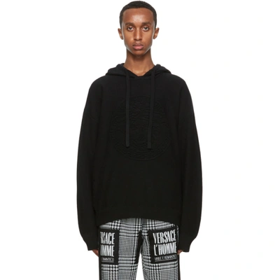 Shop Versace Black Cashmere Medusa Hoodie In A1008 Black