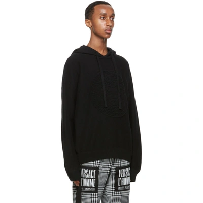 Shop Versace Black Cashmere Medusa Hoodie In A1008 Black