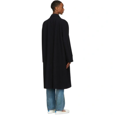 Shop Gucci Navy Wool Loden Coat In 4015 Blue B