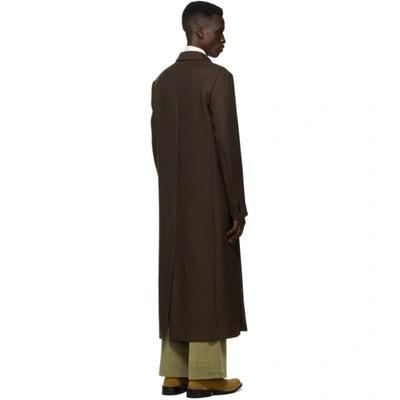Shop Kenzo Brown Wool Serge Double-breasted Coat In 90 Dark Bro