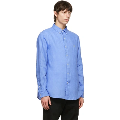 Shop Polo Ralph Lauren Blue Linen Classic Fit Shirt In Harbor Isla