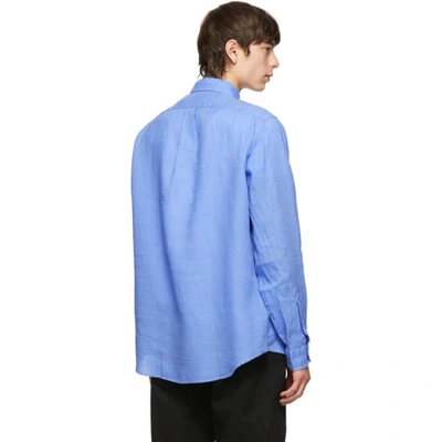 Shop Polo Ralph Lauren Blue Linen Classic Fit Shirt In Harbor Isla