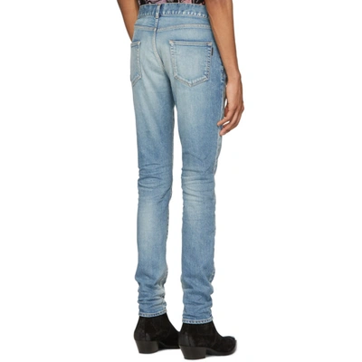 Shop Saint Laurent Blue Skinny Low Waist Jeans In 4741 Bright
