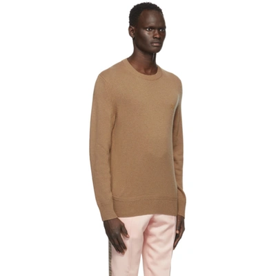 Shop Burberry Tan Cashmere Monogram Motif Sweater In Camel