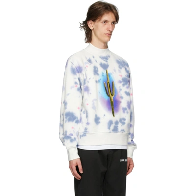 Shop Palm Angels White Tie-dye Cactus Sweatshirt In Tie-dye White/green