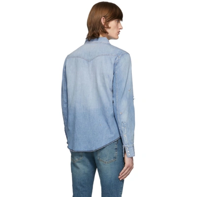 Shop Saint Laurent Blue Denim Western Shirt In 4273 Dstpnk