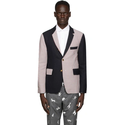 Shop Thom Browne Multicolor Unconstructed Classic Double Face Blazer In 415 Navy