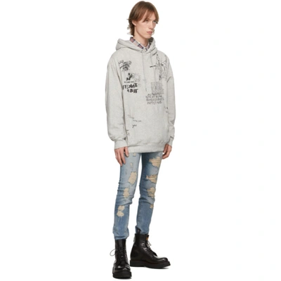 Shop R13 Grey Doodle Hoodie In Hgrey