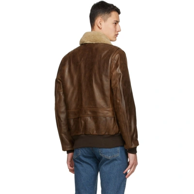 Shop Schott Brown Leather Bomber Jacket