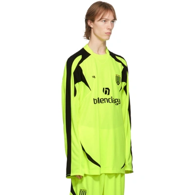 Shop Balenciaga Yellow Soccer Long Sleeve T-shirt In Fluorescent Yellow/black