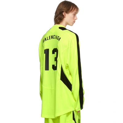 Shop Balenciaga Yellow Soccer Long Sleeve T-shirt In Fluorescent Yellow/black