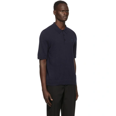 Shop Burberry Navy Cashmere Burnham Polo In Blue A1222