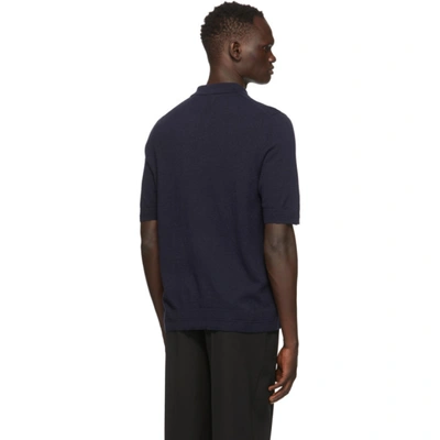 Shop Burberry Navy Cashmere Burnham Polo In Blue A1222