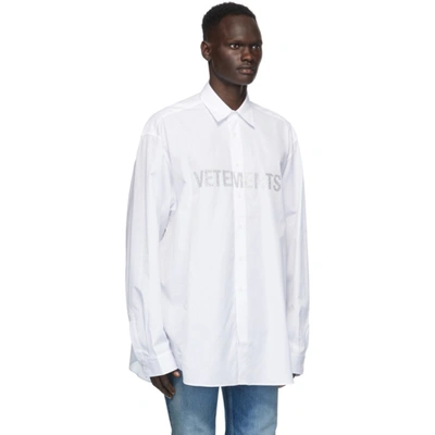 Shop Vetements White Glitter Shirt