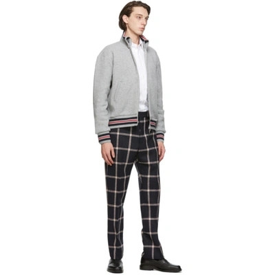 Shop Thom Browne Grey Wool Piqué Funnel Zip-up Jacket In 055 Ltgrey