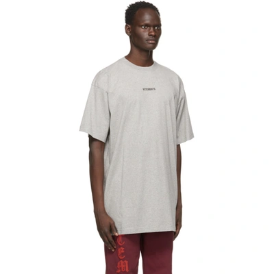 Shop Vetements Grey Logo Patch T-shirt In Grey Melange 1461988