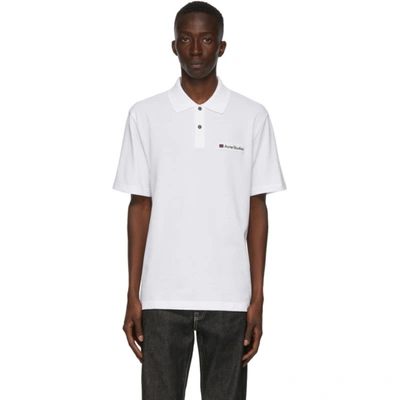 Shop Acne Studios White Logo Patch Polo In Opticwhite