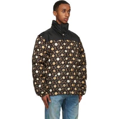 Shop Gucci Black Ken Scott Edition Down Print Jacket In 1060 Black