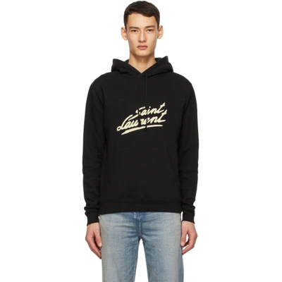 Saint Laurent '50s Signature Logo Graphic Hoodie In Black | ModeSens