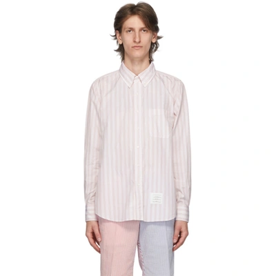 Shop Thom Browne Navy & Red Poplin Hairline Stripe Shirt In 960 Rwbwht