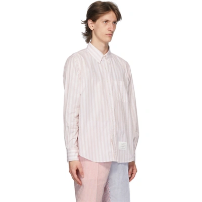 Shop Thom Browne Navy & Red Poplin Hairline Stripe Shirt In 960 Rwbwht