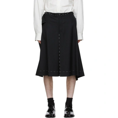 Shop Maison Margiela Black Mohair Culotte Shorts In 900 Black