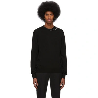 Shop Alexander Mcqueen Black Wool Slash Detail Sweater In 1001 Blkivr
