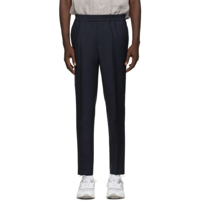 Shop Harmony Navy Wool Paolo Trousers In 010 Navy