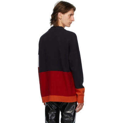 Shop Off-white Navy & Red Color Block Sweater In Dark Blue