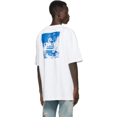 Shop Heron Preston White & Blue Herons Halo T-shirt In White Blue