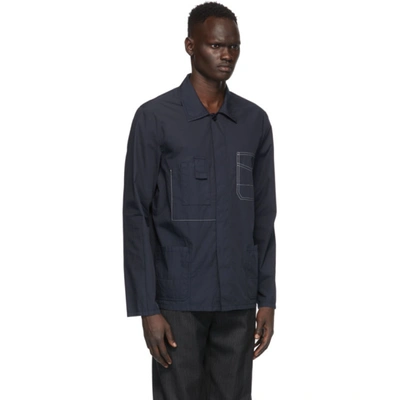 Shop Maison Margiela Navy Garment-dyed Slim Shirt In 524 Navy