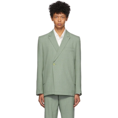 Shop Jacquemus Green 'la Veste Moulin' Blazer In Light Green