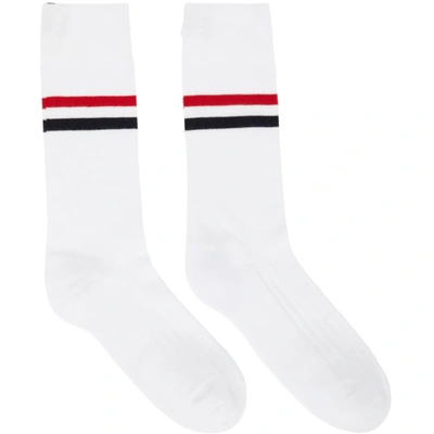 THOM BROWNE 白色 RWB STRIPE ATHLETIC 中筒袜